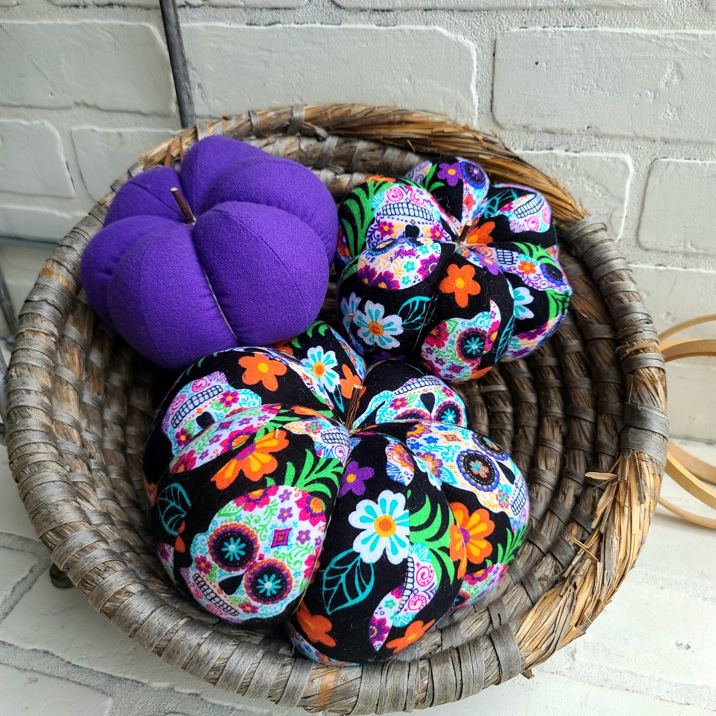Sugar Skull Pumpkin Trio