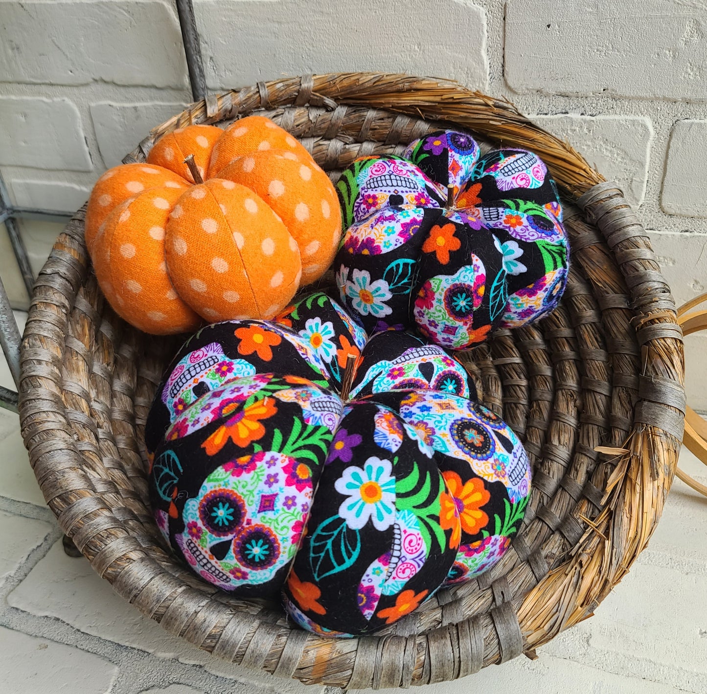 Sugar Skull Pumpkin Trio