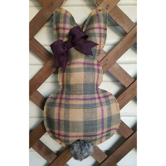 Purple Plaid Easter Bunny Door Hanger
