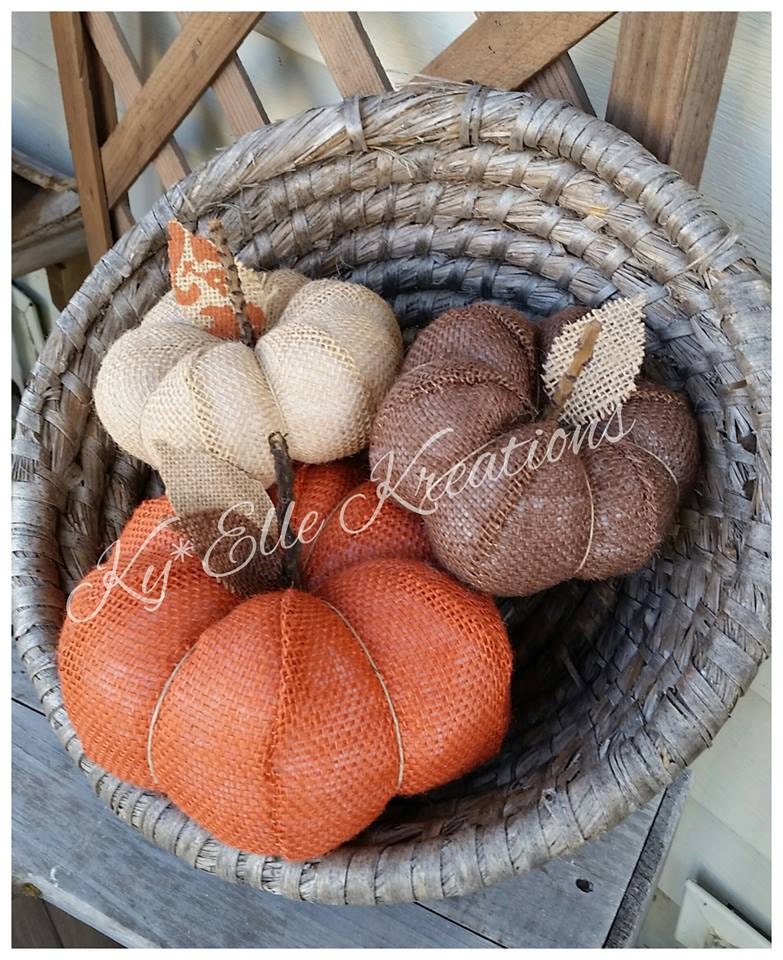 Fall Burlap Pumpkin Trio