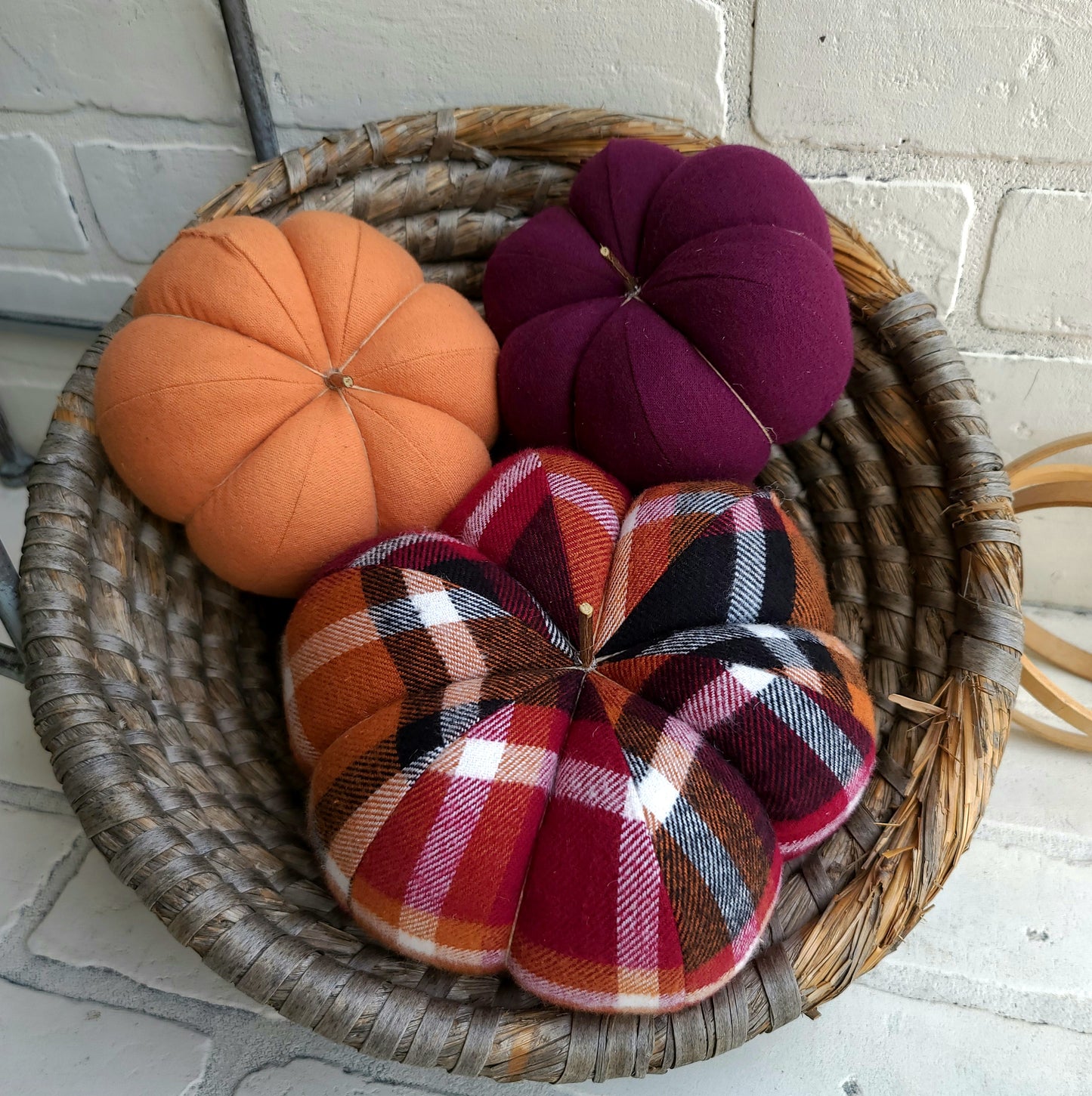 Halloween Plaid Pumpkin Trio