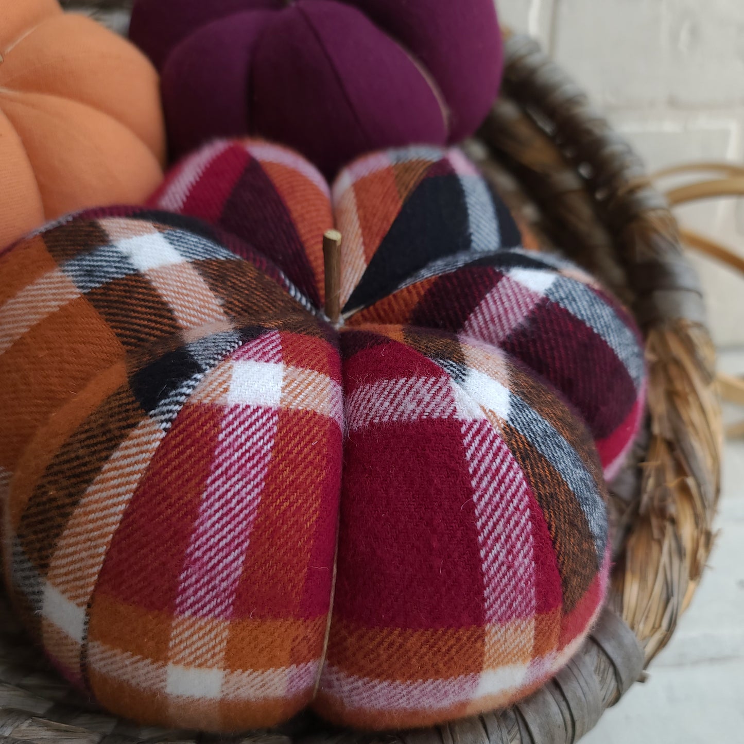 Halloween Plaid Pumpkin Trio