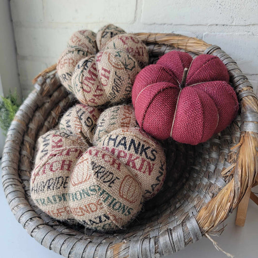 Burlap Harvest Pumpkin Trio