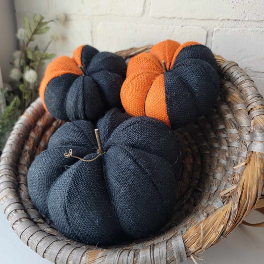 Halloween Burlap Pumpkin Trio