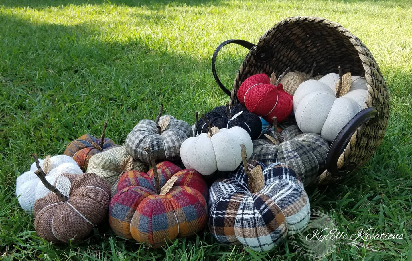 Polka Dot Burlap Pumpkin Trio