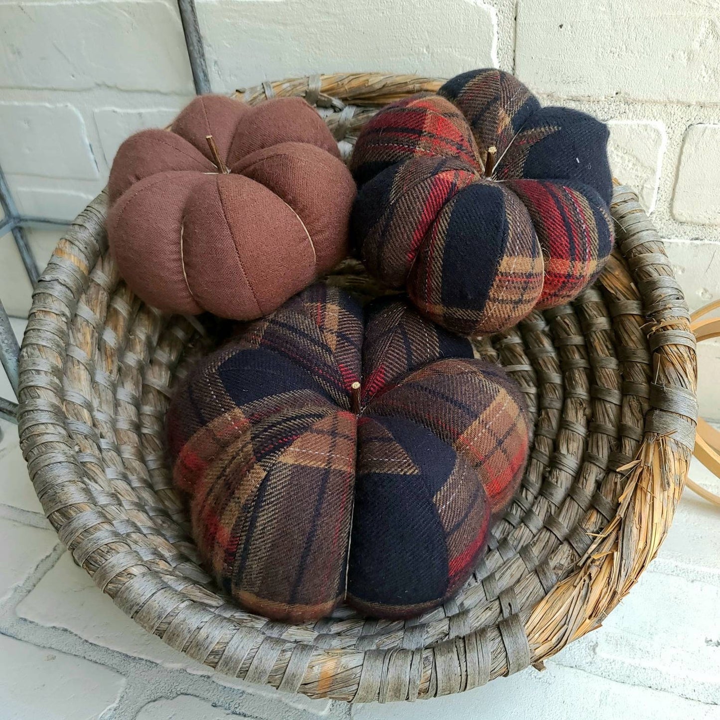 Fall Plaid Pumpkin Trio